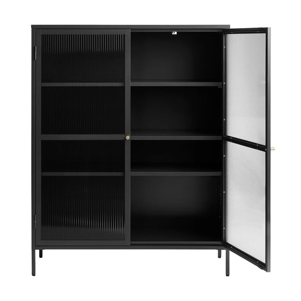 Črna kovinska vitrina 111x140 cm Bronco – Unique Furniture-image-4