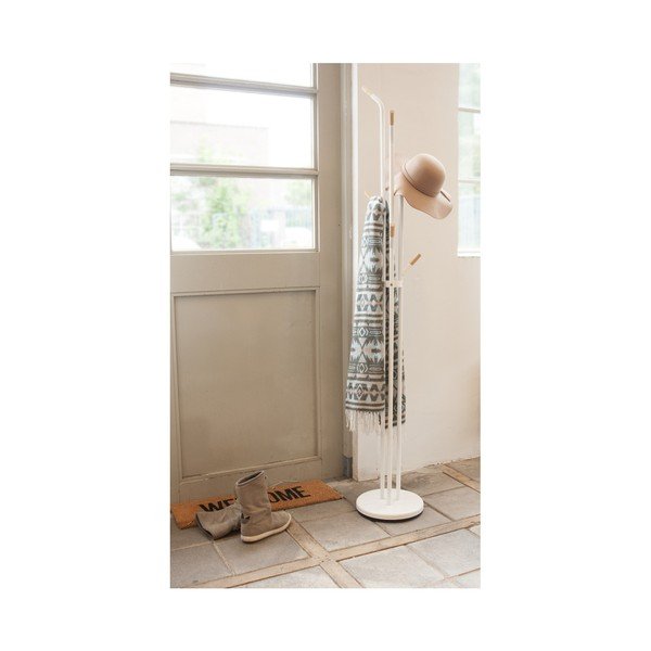 Belo stojalo za plašče z lesenimi detajli Leitmotiv Fuss-image-1