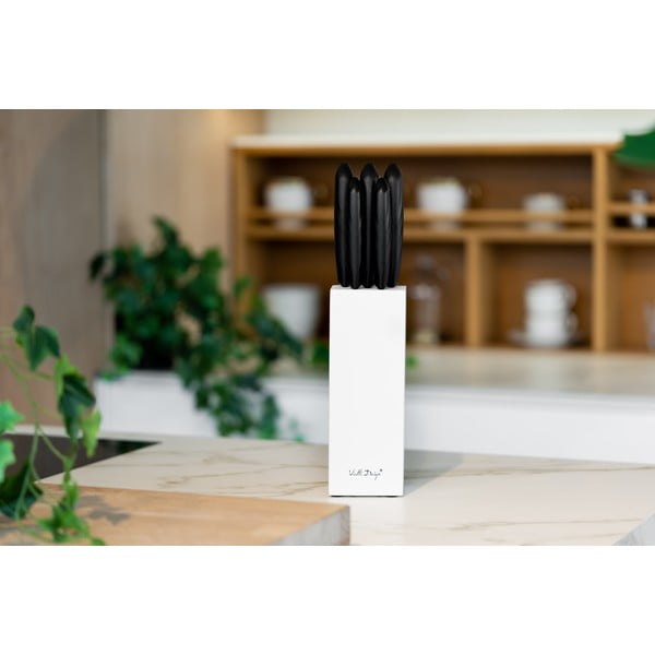 Komplet 5 nožev v belem držalu Vialli Design Caro-image-2