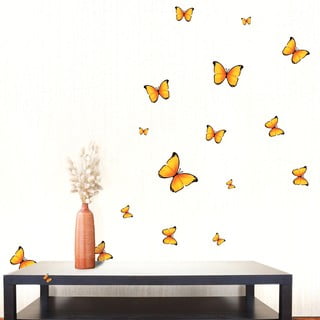 Set 18 stenskih nalepk Ambiance Yellow Butterflies Sticker