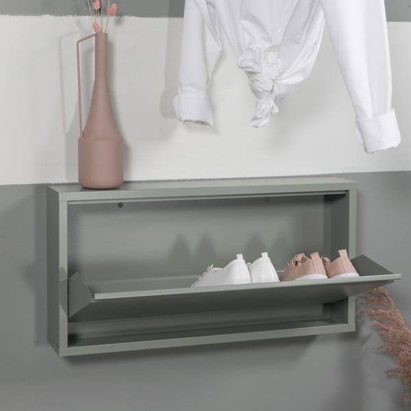 Prašno zelena kovinska preklopna omarica za čevlje 75x37,5x12,5 cm Billy – Spinder Design-image-1