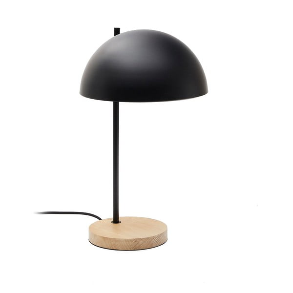 Črna/naravna namizna svetilka s kovinskim senčilom (višina 48,5 cm) Catlar – Kave Home
