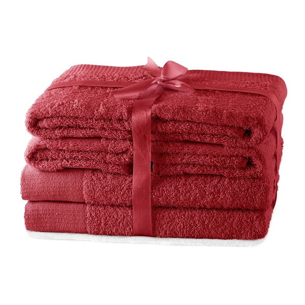 Rdeči frotirni bombažni komplet brisač 6 ks Amari – Restilo