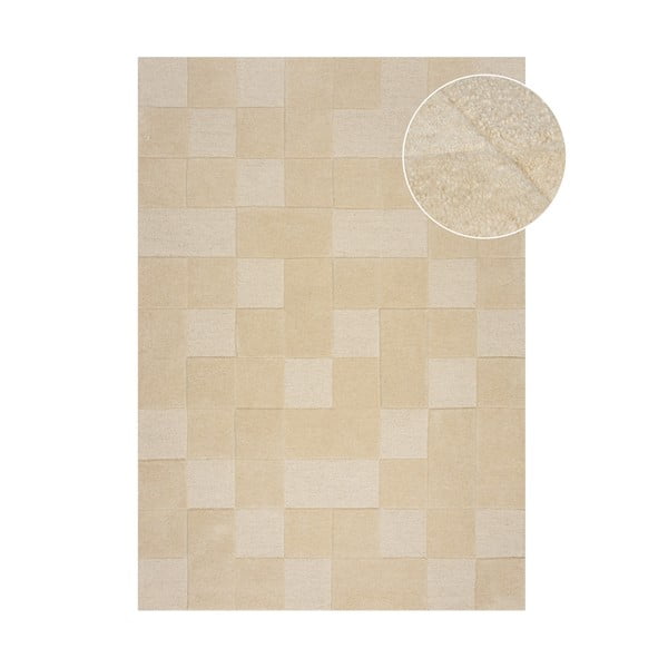 Bež volnena preproga 230x160 cm Checkerboard - Flair Rugs