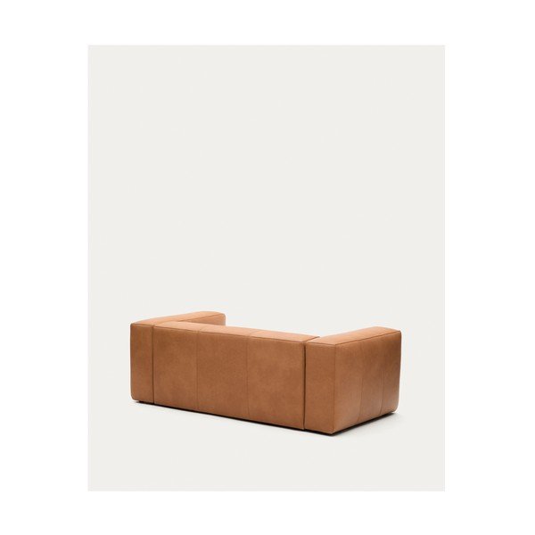 Rjava usnjena sedežna garnitura 210 cm Blok – Kave Home-image-4