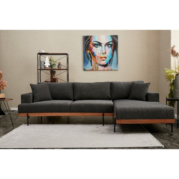 Antracitno siva kotna sedežna garnitura (desni kot) Liva – Balcab Home-image-4