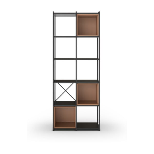 Črn in opečnato oranžen regal 71x179 cm Anya – Marckeric