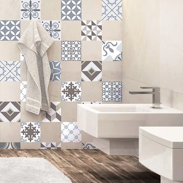 Komplet 24 dekorativnih stenskih nalepk Ambiance Mosaic Portugal, 15 x 15 cm