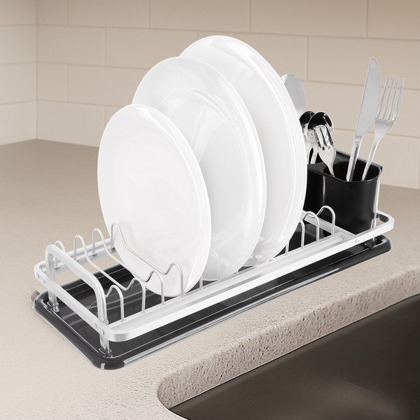 Črno-bel kovinski odcejalnik posode 41,5x17 cm Deluxe – Orion-image-1