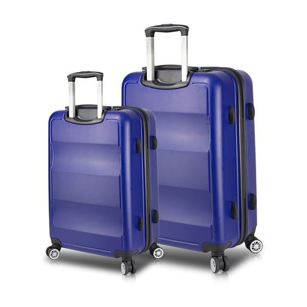 Komplet 2 modrih potovalnih kovčkov na kolesih s priključki USB My Valice LASSO Large & Medium