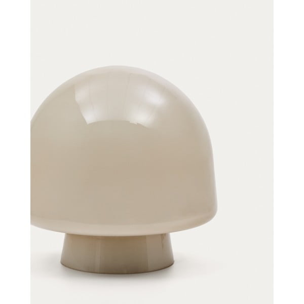 Sivo-bež namizna svetilka s steklenim senčilom (višina 20 cm) Reig – Kave Home-image-2