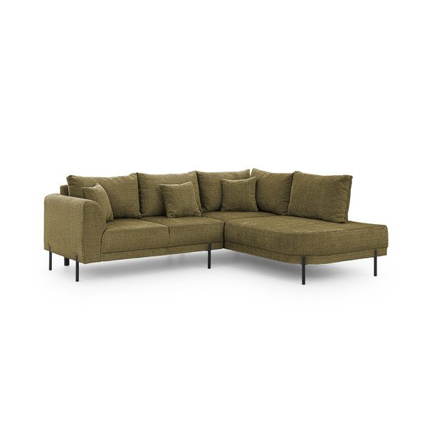 Zelena kotna sedežna garnitura iz šenilje (desni kot/v obliki črke L) Mauris  – Ropez-image-2