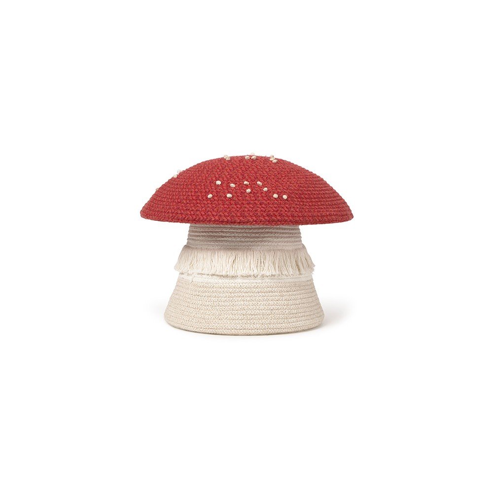 Rdeče-kremno bela tekstilna otroška škatla za shranjevanje ø 38x33 cm Big Mushroom