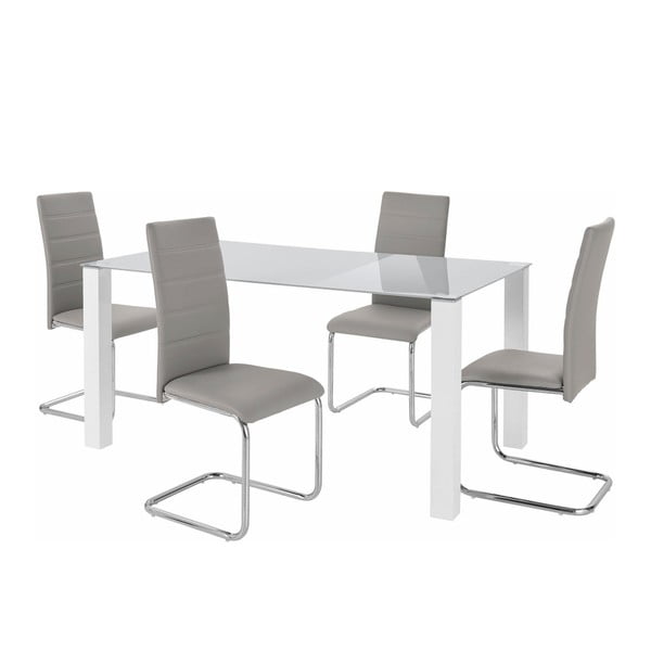 Garnitura mize in 4 sivih stolov Støraa Naral