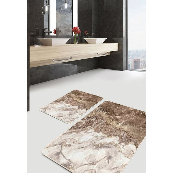 Rjave kopalniške preproge v kompletu 2 ks 60x100 cm – Mila Home-image-2