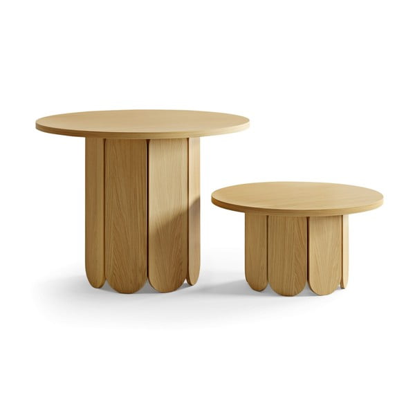 Okrogla mizica s ploščo v hrastovem dekorju 78x78 cm Soft - Woodman-image-3