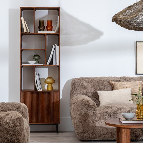 Rjav regal iz masivnega manga 60x190x30 cm Sagara – Ixia-image-1