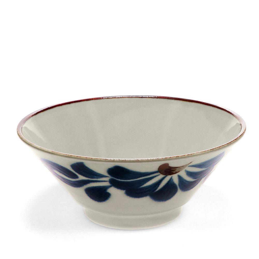 Modro-bež porcelanasta skledica za ramen 900 ml Flower