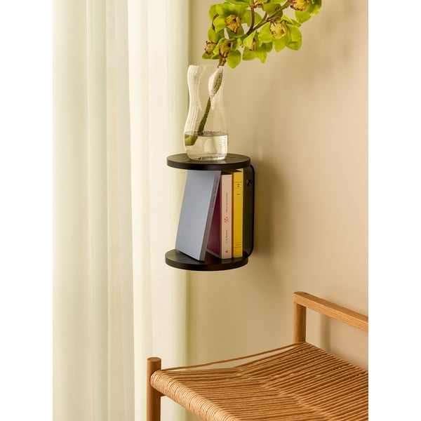 Črna večnivojska polica 25,5 cm Oto – Hübsch-image-2