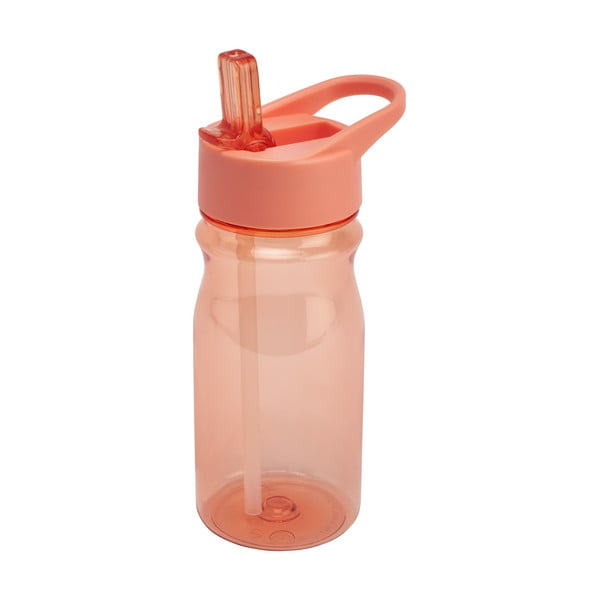 Oranžna steklenica s pokrovom in slamico Addis Bottle Coral, 500 ml