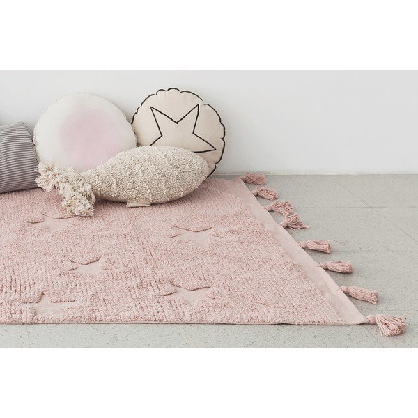 Rožnata pralna ročno tkana bombažna otroška preproga 120x175 cm Hippy Stars Vinatge Nude – Lorena Canals-image-1