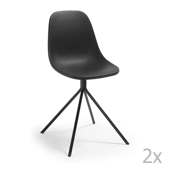 Komplet 2 črnih jedilnih stolov La Forma Mint