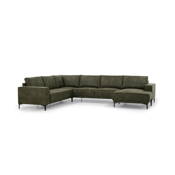 Zelena kotna sedežna garnitura iz imitacije usnja (desni kot) Copenhagen – Scandic-image-2