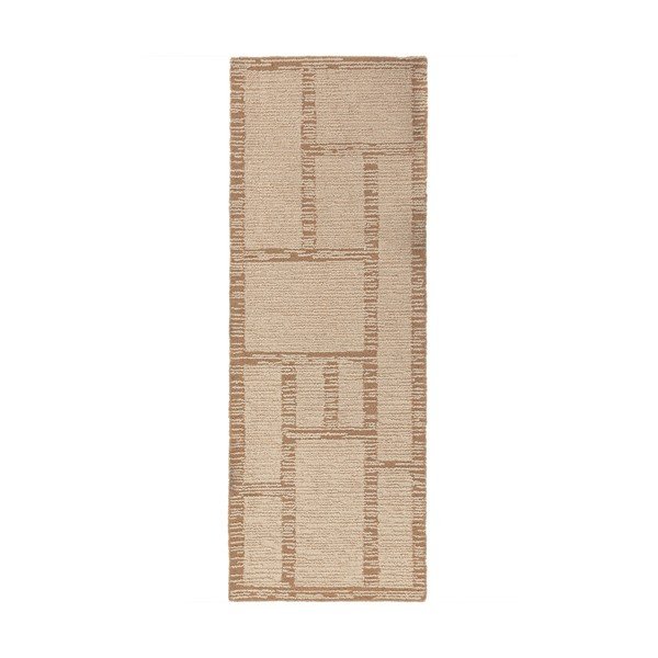 Ročno tkan volnen tekač v naravni barvi 80x230 cm Harris Modula Wool – Flair Rugs