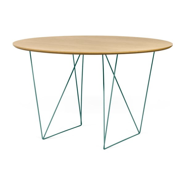 Jedilna miza iz hrastovega lesa z zeleno podlago Symbiosis Row, ⌀ 120 cm