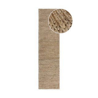 Ročno tkan tekač iz konopljastega osleza v naravni barvi 60x230 cm Drew Border – Flair Rugs