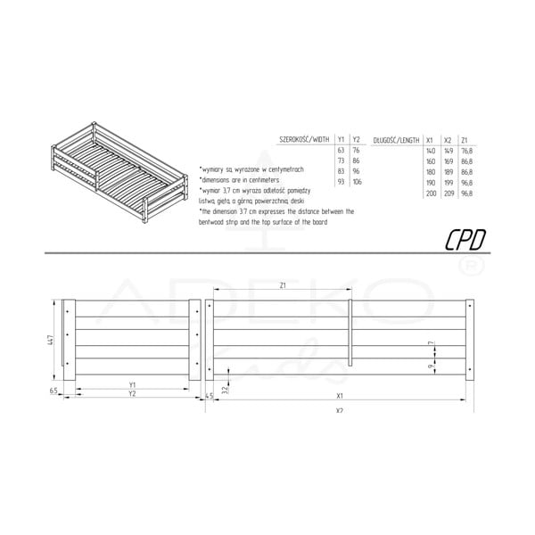 Otroška postelja iz masivnega bora 80x180 cm Mila CPD – Adeko-image-3