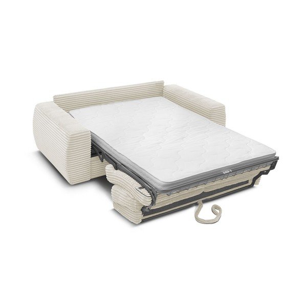 Bež sedežna garnitura za spanje/raztegljiva iz rebrastega žameta 240 cm Hugo – Bobochic Paris-image-3