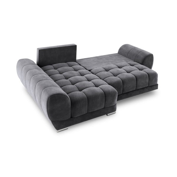 Temno siva žametna raztegljiva sedežna garnitura Windsor & Co Sofas Nuage, levi kot-image-3