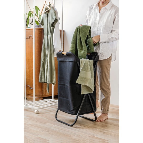 Črna zložljiva košara za perilo Wenko Bin-image-2