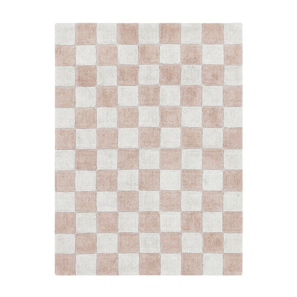 Svetlo rožnata/kremno bela pralna ročno tkana bombažna preproga 120x160 cm Kitchen Tiles Rose – Lorena Canals