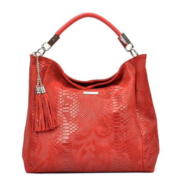 Rdeča usnjena torbica Carla Ferreri Bianka
