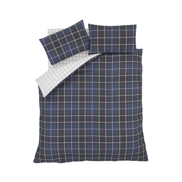 Modra posteljnina za zakonsko posteljo Catherine Lansfield Tartan Check, 220 x 230 cm-image-1