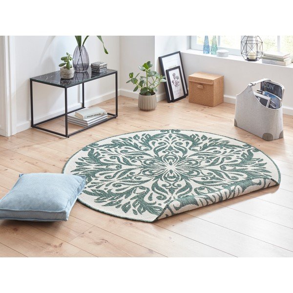 Zeleno-krem zunanja preproga NORTHRUGS Madrid, ⌀ 140 cm-image-4