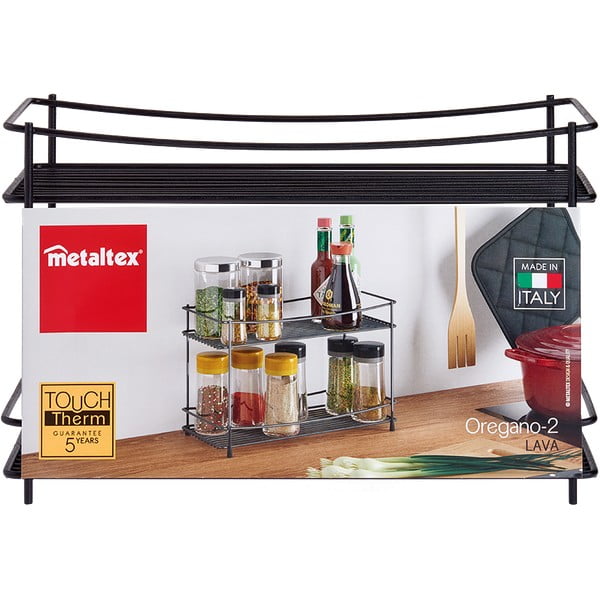 Črno dvostopenjsko stojalo za začimbe Metaltex Lava-image-2