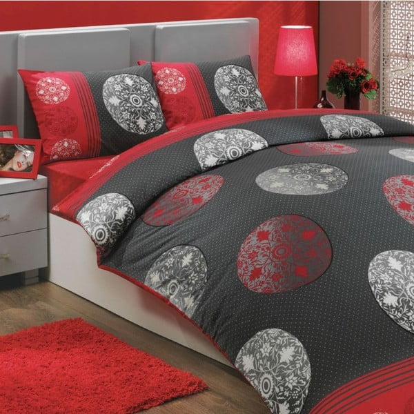 Posteljno perilo za dvojno posteljo Valence Red, 200x220 cm
