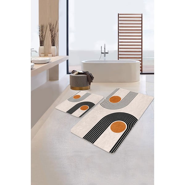 Bež žametne kopalniške preproge v kompletu 2 ks 60x100 cm Dot Arch – Mila Home-image-2