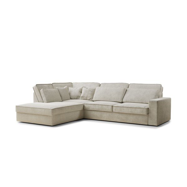 Sivo-bež kotna sedežna garnitura iz šenilje (levi kot/v obliki črke L) Kirou – Maison de Rêve-image-2