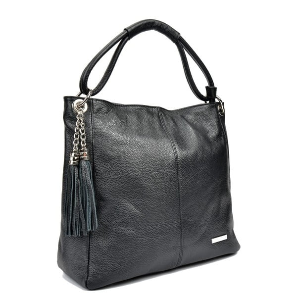 Črna usnjena torbica Anna Luchini Srumla-image-1