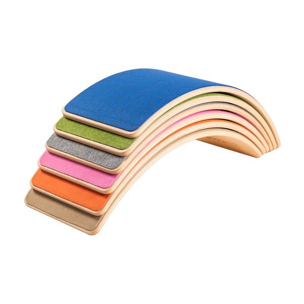 Deska za ravnotežje iz masivnega bora v rožnati in naravni barvi 80x30x18 cm Montessori – Meowbaby-image-2