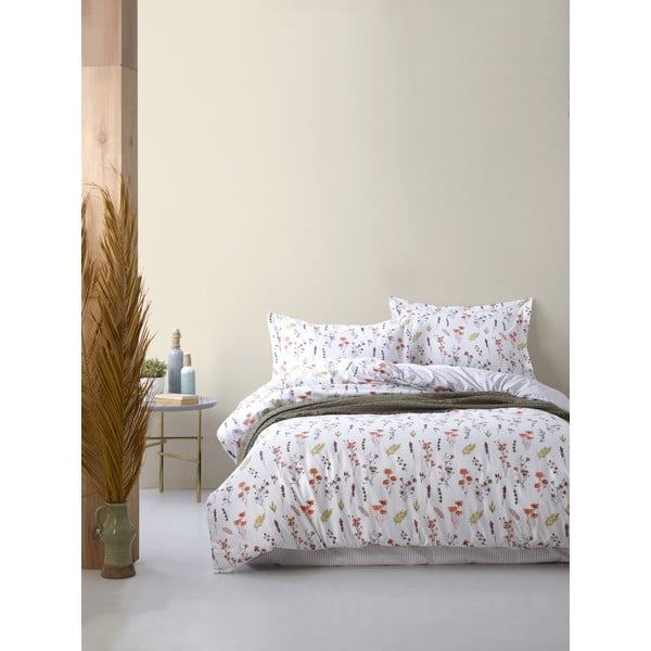 Bela podaljšana posteljnina za zakonsko posteljo iz renforce bombaža 240x220 cm Floral Dance Autumn – Mila Home Luxury
