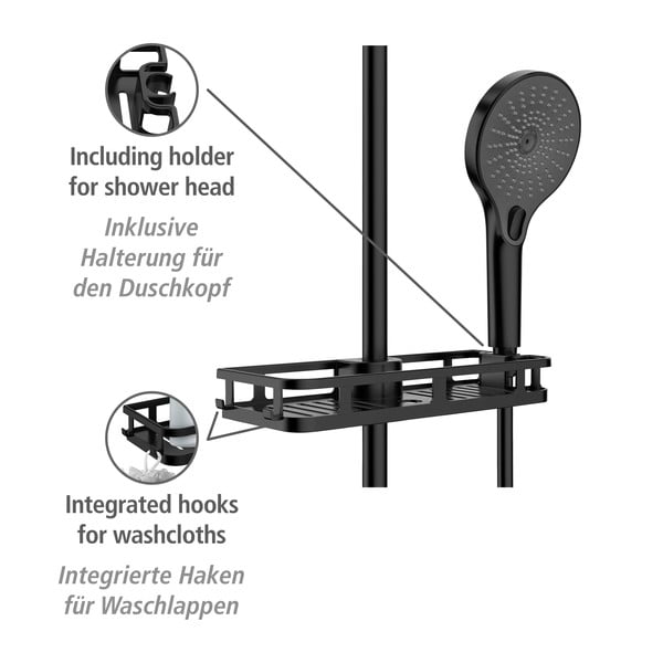 Mat črna plastična kopalniška polica z namestitvijo brez vrtanja Libertà – Wenko-image-4