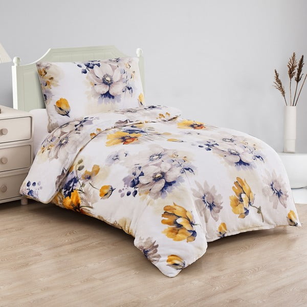 Bela enojna posteljnina iz mikropliša 140x200 cm Blossom – My House