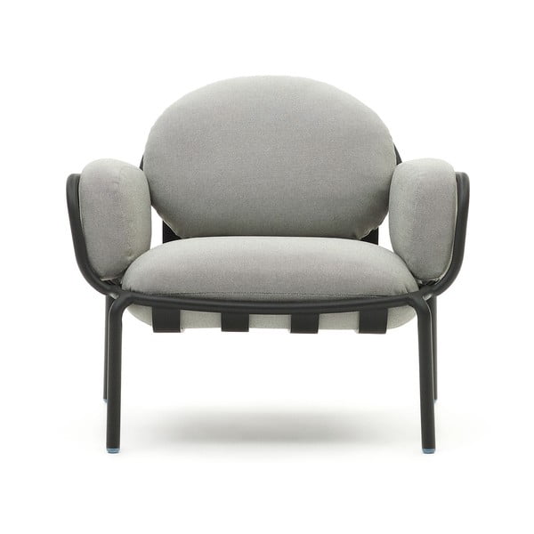 Siv kovinski vrtni fotelj Joncols – Kave Home-image-1