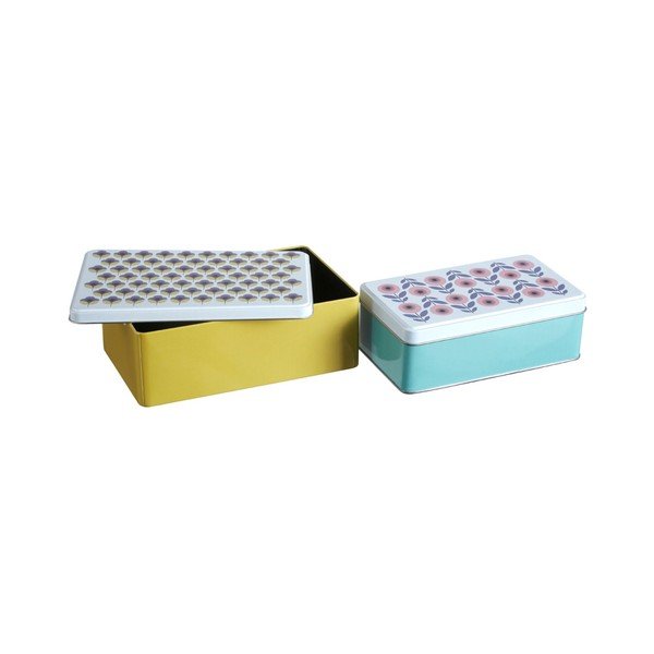 Dekorativne kovinske škatle za shranjevanje s pokrovom v kompletu 2 ks Joni – Premier Housewares-image-4