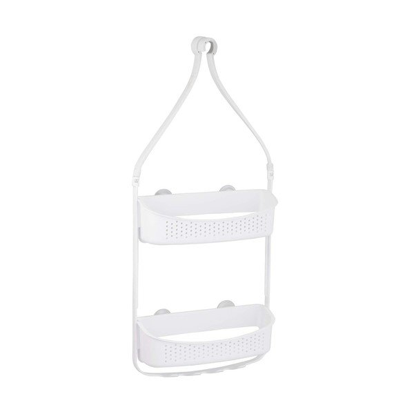 Mat bela plastična viseča kopalniška polica Vesper – douceur d'intérieur